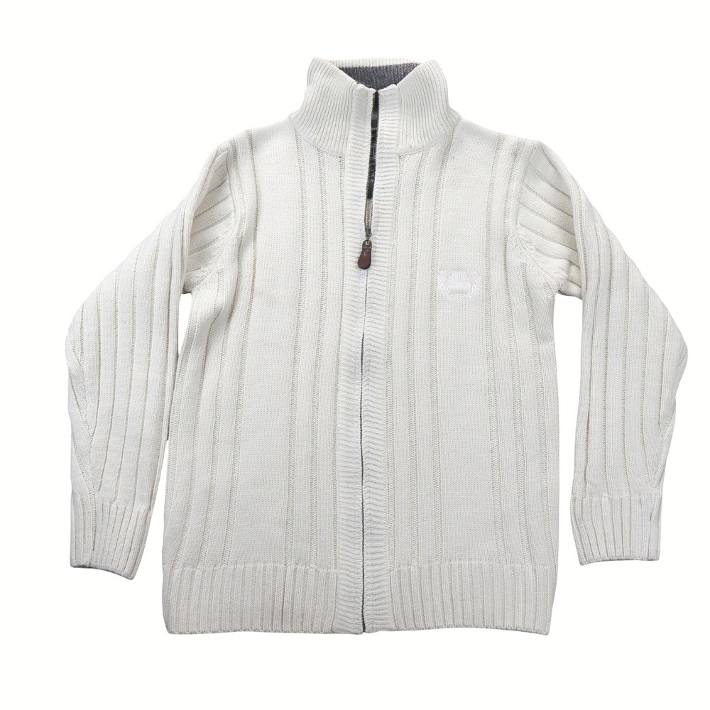 Jeep Wrangler Mens Size M Cream Full Zip Chunky Ribbed Knit Sweater Vintage NWOT